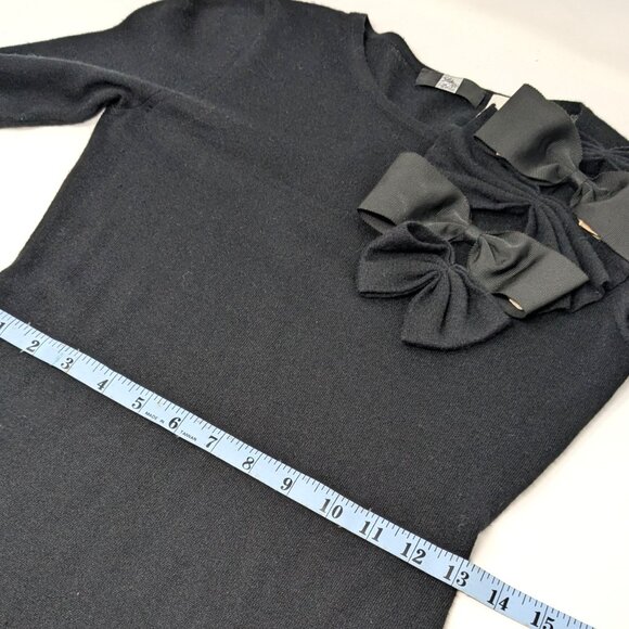 Saks Fifth Ave Cashmere Silk Sweater Womens Small Black with Bows Rosette - Picture 12 of 16